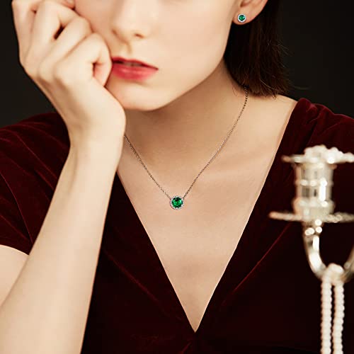 Bestyle Sparkling 925 Sterling Silver Birthstone Necklaces for Women, Created Heart/Round/Teardrop/Square Crystal Solitaire Pendant Diamond Necklace, Great Birthday/Anniversary/Wedding Gifts2