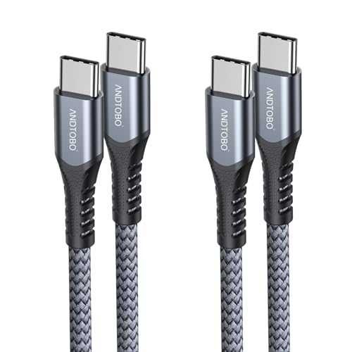 [1M, 2Pack] USB C a C Cable de Carga Rápida, 60W USB C Carga Rápida Tipo C a Tipo C Nylon Datos Cavo para Phone 16/15 Plus Pro Max, iPad mini 6/Pro 2021, MacBook Pro, Galaxy S24 S23 S22, Switch,ect.