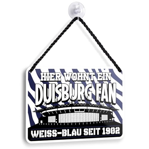 Bild: Hier wohnt ein Duisburg Fan Blechschild 18x12 cm H�ngeschild f�r Fu�ballbegeisterte Deko Artikel Geschenkidee Fanartikel T�rschild f�r 12,98 EUR bei amazon.de