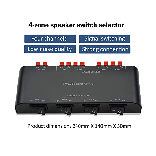Lautsprecher Umschalter Adwits 4-Kanal Switcher für Stereoausgänge