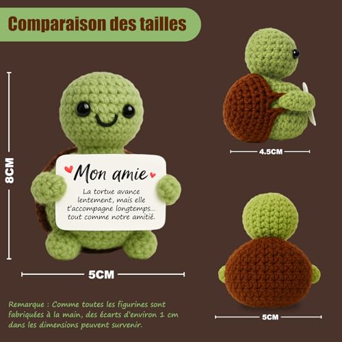 Tixlux Cadeau Amie, Cadeau Anniversaire Femme & Homme, Tortue Positive Fait Main, Cadeau pour Remonter Le Moral, Bon Rétablissement, Décoration Bureau Maison – vue 2