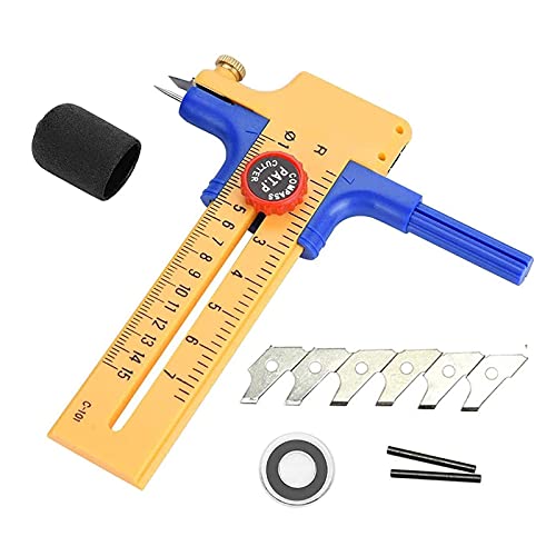 Preisvergleich Produktbild AHURGND Drehkreisschneider, Einstellbarer Kompassekreisschneider, PVC-Kunststoff-Papierschneider Kreisschneider gelb Einstellbarer Kompass-Schneidwerkzeug zum Schneiden von Papierkartenleder