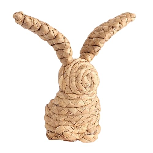 Figura de conejo de paja, decoración de conejo de pie, decoración de mesa de Pascua, paja hecha a mano, artesanía de conejo portátil, decoración de jardín de granja, decoración de conejo de