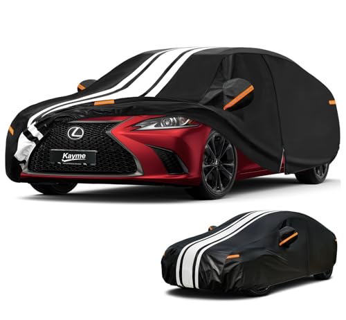 Image of Kayme Waterproof Car Cover for Lexus ES350 (1989-2026) Heavy Duty | Custom Fit for ES ES300 ES300h ES350e ES500e (1989-2026), Gift with Tape /Towel /Bag, Outdoor Rain Snow Sun UV Protection.