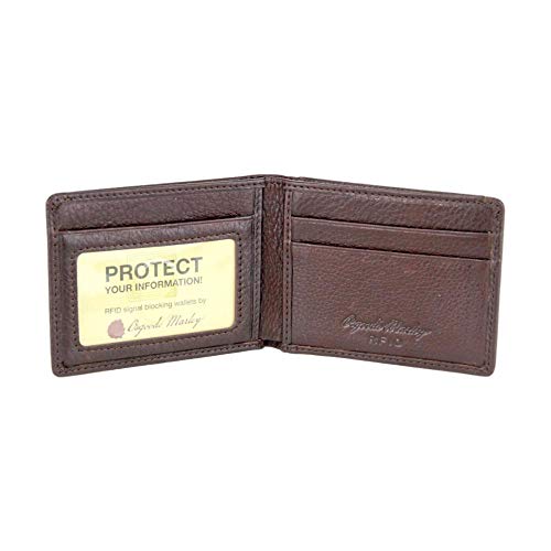 RFID Blocking Ultra Mini Mens Leather ID Wallet (Espresso)