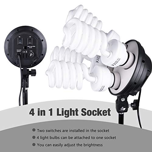 Professionelles Fotostudio Kit 4-in-1 Lampenfassung Studio Softbox Fotografie mit Hintergrund Stützsystem, 3 Stück 2x3M… – Bild 3