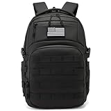 Wotony Mochila Militar - Negra, Pequeña, Bolsa de Asalto, Hombre (20 Pulgadas, Poliuretano-NEGRO)