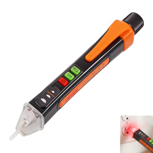 1 Pièce Détecteur de Tension sans Contact, Testeur de Tension Sans Contact 12V à 1000V NCV Testeur Électrique avec Buzzer LED Lampe de Poche Stylo Phase Neutre Recherche Rupture Câble pour Prise