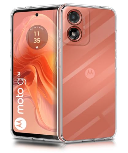 Image of WOW IMAGINE Crystal Clear Transparent Back Case Cover for Motorola Moto G04 | Moto G04s | Full Device & Camera Protection Shockproof TPU | Flexible Silicone Back Cover Case - Transparent