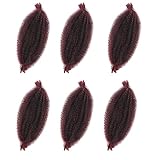 Marley Twist Braiding Hair 12 Inch 1B/Burgundy Afro Twist Hair for Passion Twist Spring Twist Hair Butterfly Soft Locs Crochet Hair Kinky Distressed Faux Locs Crochet Hair Extensions(6Packs,1B/bug)