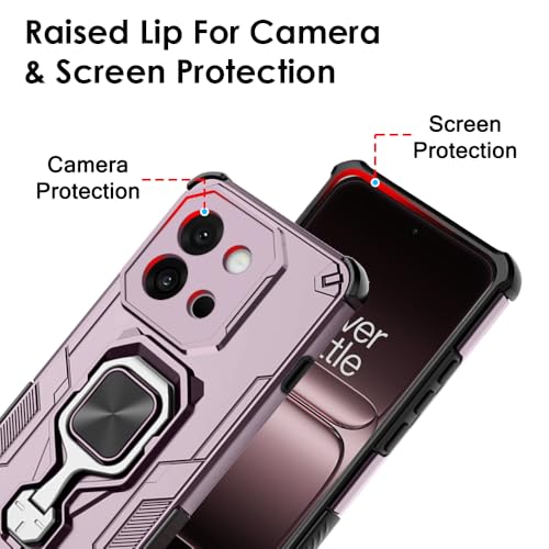 Image of TheGiftKart Tough Armor Bumper Back Case Cover for OnePlus 13s 5G | Ring Holder & Kickstand in-Built | 360 Degree Protection Back Case Cover for OnePlus 13s 5G (PC & TPU, Pink)