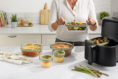 Miniatura 9 de Lékué Cestas Rectangulares De Vidrio Transparente Para Air Fryer, Set De 2