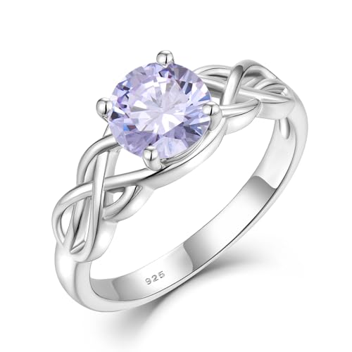 STARCHENIE Celtic Knot Promise Ring for Women 925 Sterling Silver Engagement Wedding Band with June Birthstone Created Alexandrite (Size 7) by STARCHENIE - Used condition - US$26.98