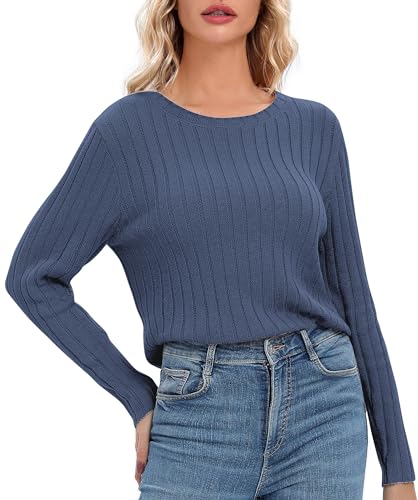 Image of Urban CoCo Women's Lightweight Crewneck Pullover Sweaters Long Sleeve Fall Knitted Sweater Tops