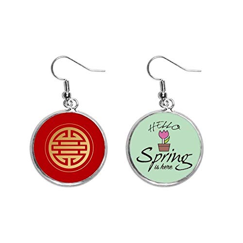 Pendientes de primavera estilo colgante decorativo ronda de oro armonioso próspero