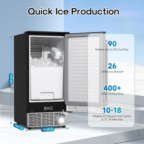 Image of ICEPURE 15 inch Under Counter Ice Maker with Drain Pump and Filter