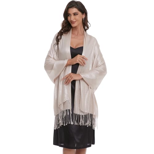 Sparkle Metallic Shawls and Wraps for Evening Dresses Glitter Shimmery Pashmina Scarf for Bride Wedding