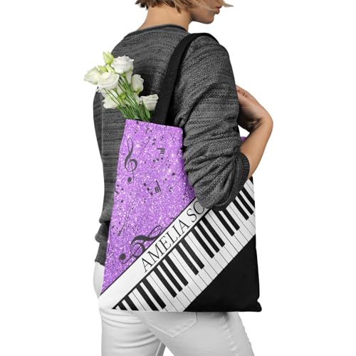 Personalized Name Ocean Glitter Music Note Piano Handbag Gift Bags Christmas Treat Bags for Holiday Party Gift Bags3