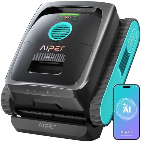 AIPER Scuba V3 AI Vision Cordless Robotic Pool Cleaner, Include Wireless Charging Dock, Smart Waterline Parking & Featherlight Design, Micromesh Multi-Layer Filtration, Blue
