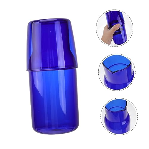 Set de vaso y jarra de vidrio azul 500ml miniatura 5