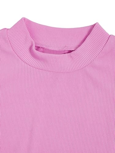 Image of Floerns Girls 2 Piece Outfit Ruffle Trim Tee Top with Paperbag Waist Shorts Set