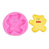 muzoira Teddybär-Keks-Herz-Silikonform, kuscheliger Bär, Keksform, Form für Ton, Harz, Schmuck, Kühlschrankmagnet, Kerze, Seife, Dekoration (Pinkb305)