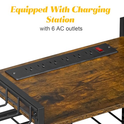 Floor Power Tool Storage Organizer With Charging Station, Heavy Duty Cordless Tool Holder Cart with 3 Shelves, Large Capacity Tool Shelf Rack Stand Drill Screwdriver Tool Box Organization and Storage