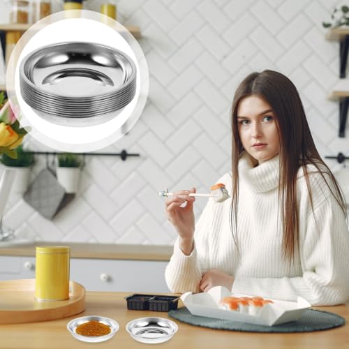 DOITOOL 10 Pcs Stainless Steel Sauce Dishes 3.14 inch Round Small Plates for Condiments Mustard Soy Sauce Appetizers Snacks Home Kitchen Restaurant Parties by DOITOOL - Used condition - Image 9