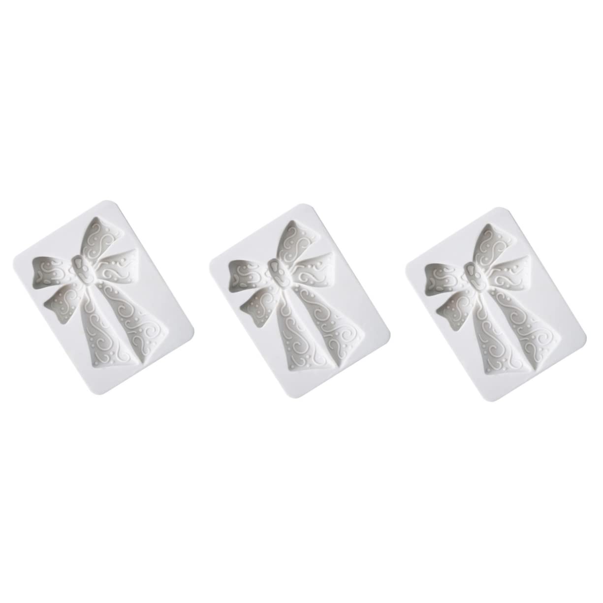 Anneome 3piezas Molde De Silicona Para Fondant Forma De Lazo Herramienta De Decoración De Pasteles Para Hornear Para Cumpleaños Bautizos y Bodas