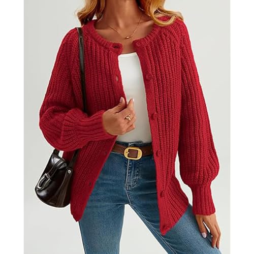 Cardigan Sweater for Women Chunky Knit Open Front Sweater Casual Button Down Jackets Loose Outwear Warm Coats2