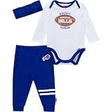 Gerber NFL Team Baby Girls' 3-Piece Onesie Bodysuit, Pants & Headband Set, Bills, 0-3 Months