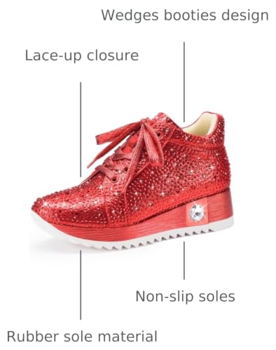 Image of FINDVELL Women's Fashion Glitter Sneakers Platform Wedge Shoes Sparkly Rhinestone High Top Sneakers Trendy Sequin Shoes Wedding Bride Dress