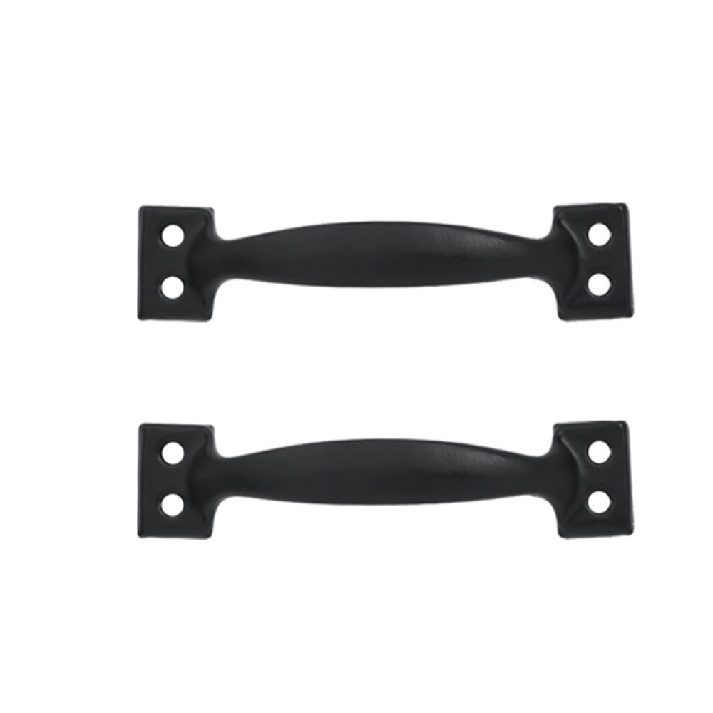 SENRISE 2Pcs Pull Handle, Retro Door Bows Pull Handles Iron Door Hardware for Garden, Gate, Kitchen (Black)