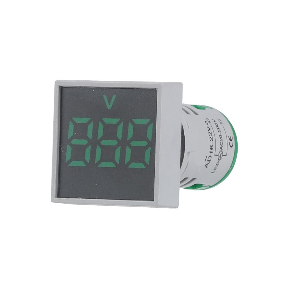 AUOQKQUT 1PC AD16-22VS Indicator Voltmeter 22MM AC 20-500V Square Panel LED green AC20-500V 48 * 48MM