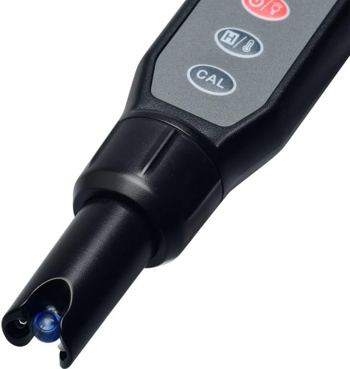 Close-up view of the BENETECH GM760 pH Meter's glass electrode bulb.
