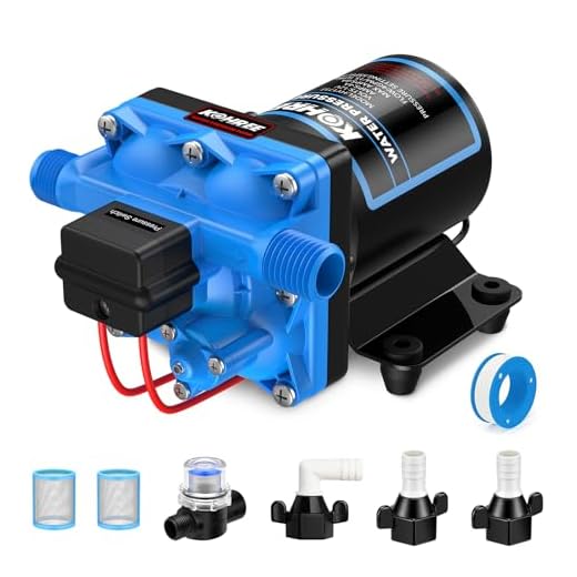 Kohree RV Water Pump 3.5GPM 55PSI 12V Quiet DC Diaphragm Fresh Water Pump for Camper, RV Marine, Yacht, Caravan, with Pressure Switch