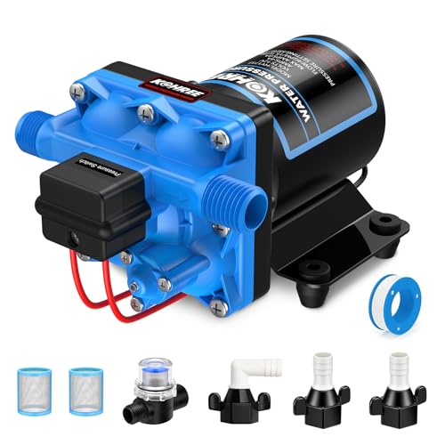 Kohree RV Water Pump 4.0 GPM 55 PSI, 12V DC Fresh Water Pump for Camper, Replacement for 4008-101-A65/E65, Self Priming Diaphragm Pump with Pressure Switch for RV Kitchen Bathroom Marine Yacht Garden