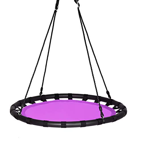COSTWAY Children's Giant Round Tree Swing, 100cm, Purple