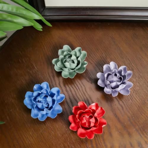 Image of Red,Luoyang Peony, 2.76 inch,Ceramic Flower Wall Art Decor, Artificial Flower Wall Sculpture,Handmade Ceramic Flowers for Home,Hallway,Living Room, Kitchen,Bathroom