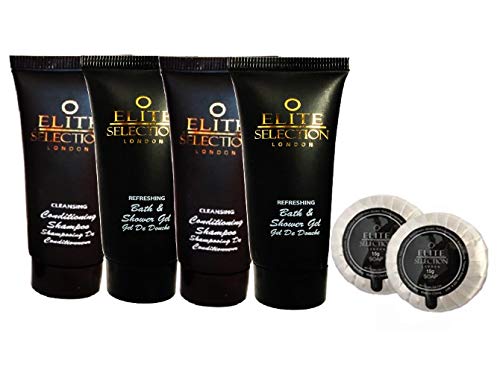 Nourishing Conditioning Shampoo + Refreshing Bath & Shower Gel Body Wash 30 mil Tubes + 15gm Cleansing Travel Mini Soap Elite Pack of 30 (10 Each)