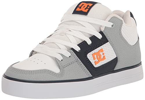 Dc Men's Pure Mid Skate Shoe, White/Grey/Orange, 16 #TOP5