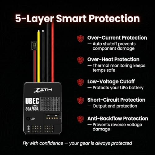 ZTW UBEC 30A HV 외장 BEC 3-18S 5.2V-12V 출력 UAV 및 RC 비행기용 — 사진 5