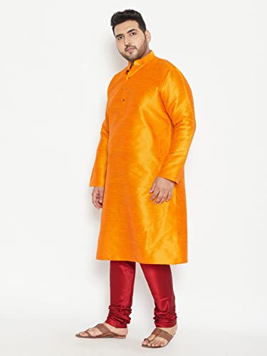 Image of Vastramay Plus Men's White Silk Blend Kurta Pyjama Set VPLUSMKWH001nPBL 44 | Independence Day