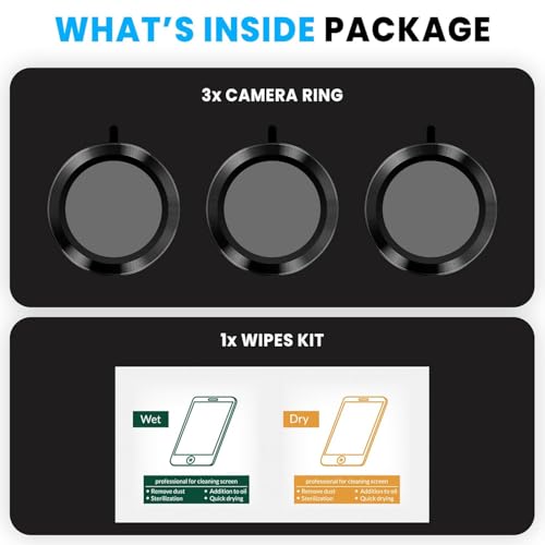 Image of ArmourPro Camera Lens Tempered Glass for Samsung Galaxy Z Fold 5 (7.6 Inches) Tough HD Individual Aluminum Alloy Rings 9H Camera Cover, Scratch-Resistant,Camera Lens Protection| Black, 1 Pack