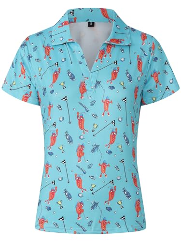 Hand-Drawn Print Couples Golf Polo