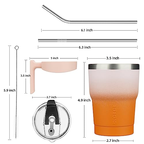 Image of BJPKPK 10 oz Mini Tumbler with Lid, Straw & Handle, Insulated Steel Cup