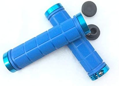 CarbonEnmy Bicycle Handlebar Grips Bicycle Grips Handlebar Grips with Handlebar End Caps Non-slip Rubber Bicycle Handle with Aluminum Ring for Road Citybike Mountain Folding Bike (blue)