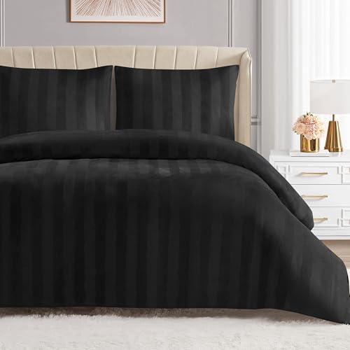 Juicy Couture Jenny Velour Striped Jacquard Twin/Twin XL Size Comforter Bedding Set Ensemble - Black 2 Piece Set