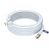RG6 COAXIAL Cable with 90-Degree Angled Connector - 30ft / White - Triple Shielded, Non-Oxygen...