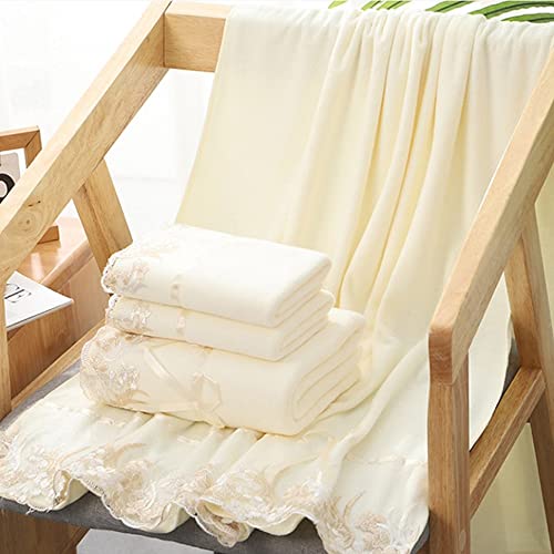 Serviette de visage et de bain en microfibre absorbante avec broderie dentelle - 5